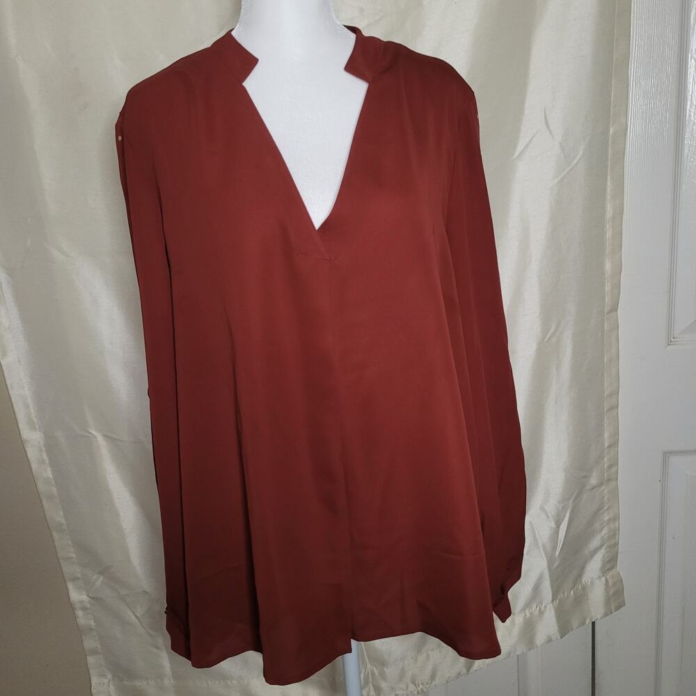 Jennifer Lopez V-Neck Blouse - Burgundy - Women's 2XL